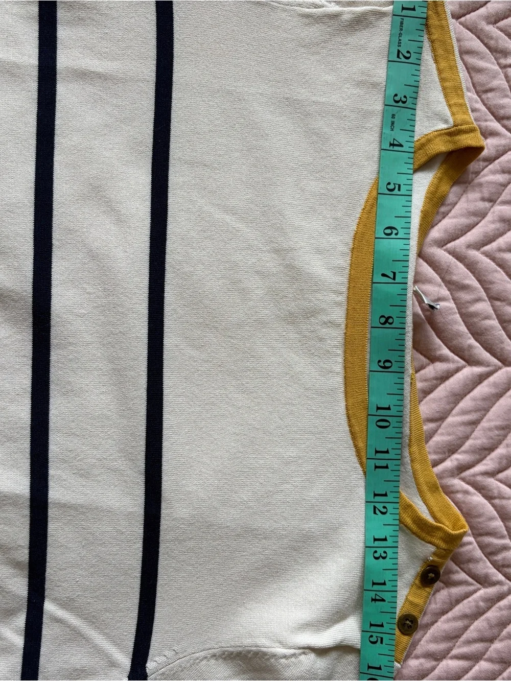Pendleton 49% Silk Striped Nautical Sweater Button Shoulder Pocket Women L